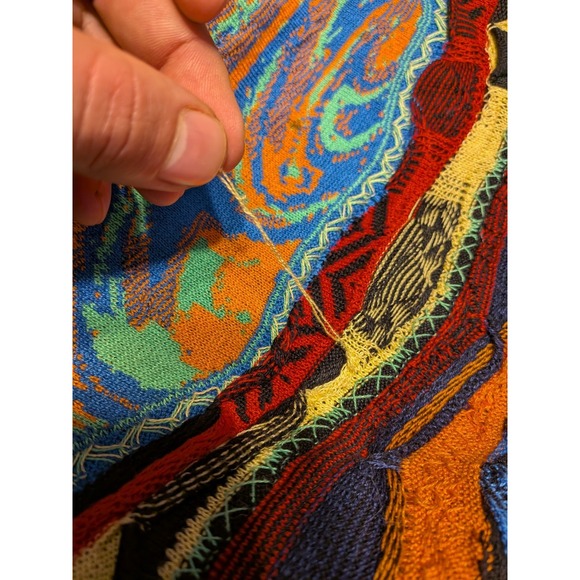Coogi Sweater Mens XXL 2XL Light Multicolor 3D Knit Cotton Vintage 90s Australia - Picture 11 of 12